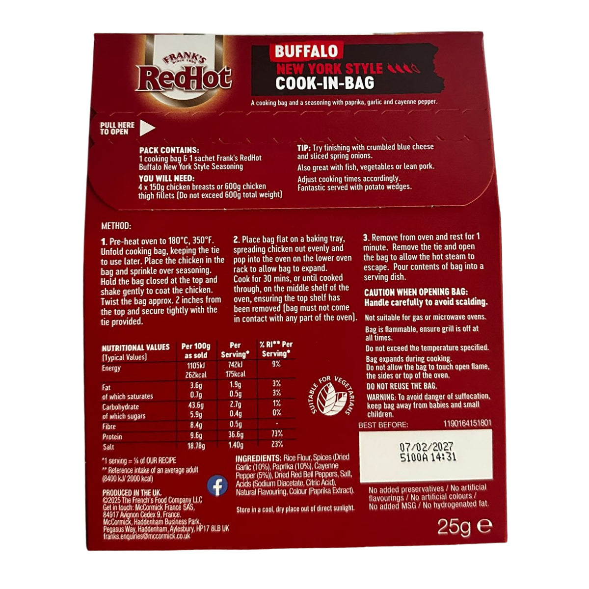 Condiment pentru gatit în punga – Frank's Buffalo New York Style 25g