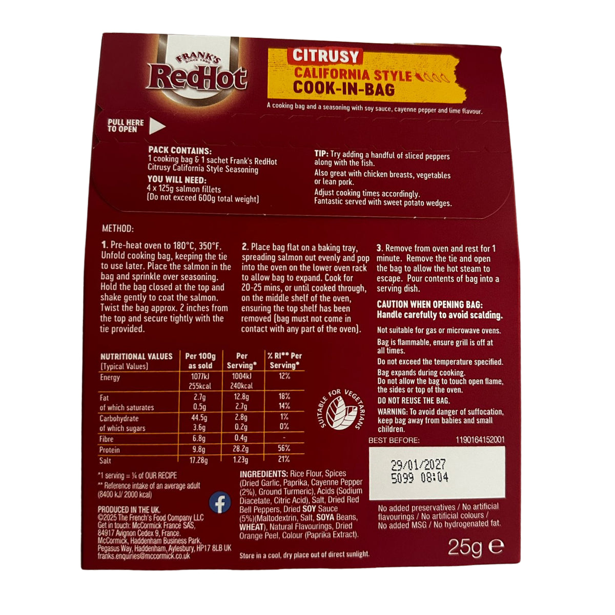 Condiment pentru gatit în punga – Frank's Citrusy California Style 25g