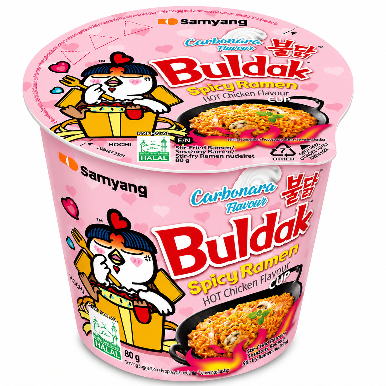 Buldak Carbonara ramen instant foarte picanti la pahar 80 g