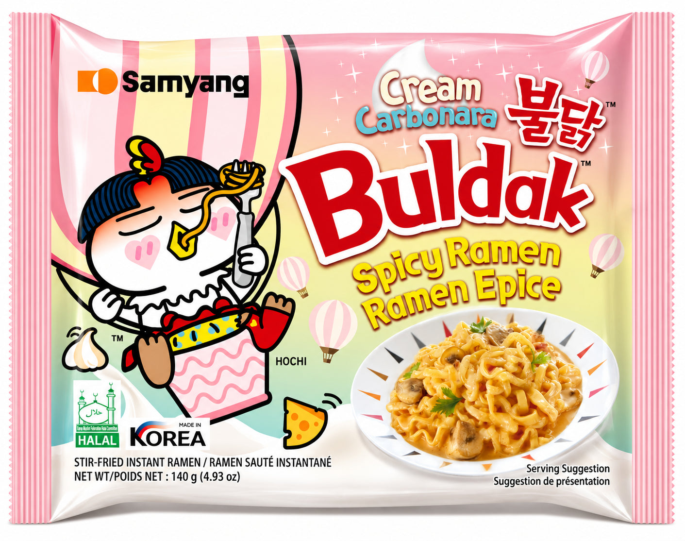 Buldak Cream Carbonara noodles instant foarte picanti 140 g