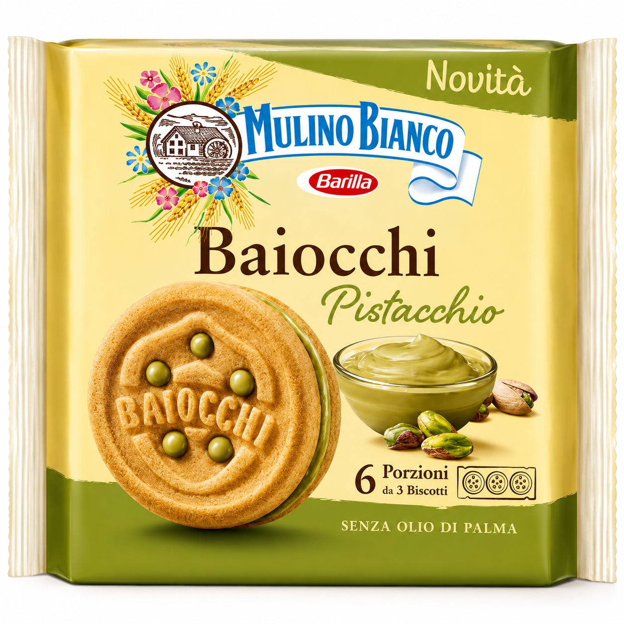 Biscuiti Baiocchi Pistacchio 168g - Mulino Bianco