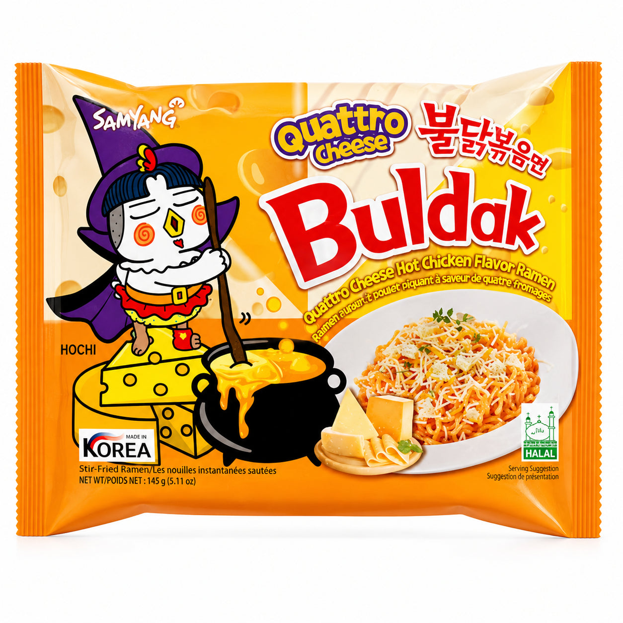 Buldak Quattro Cheese noodles instant foarte picanti 145 g
