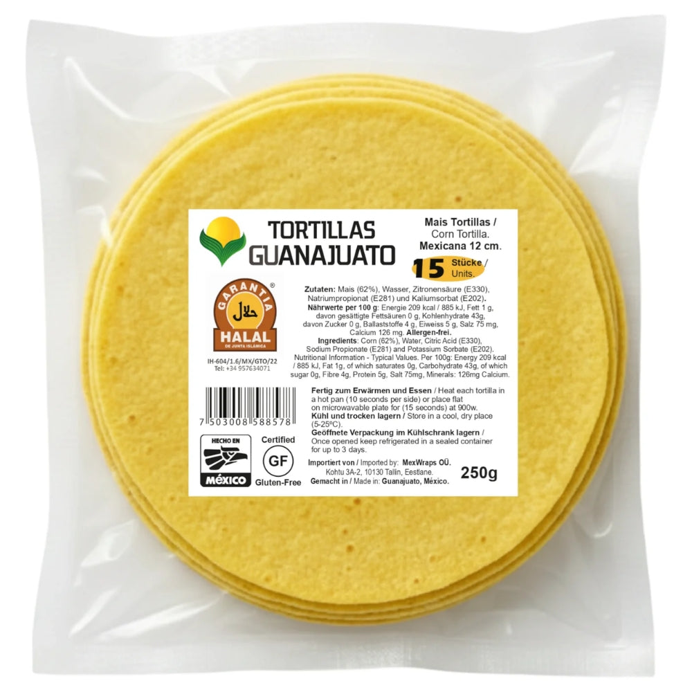 Tortilla mexicana din porumb galben MexWraps Guanajuato 12 cm 250 g