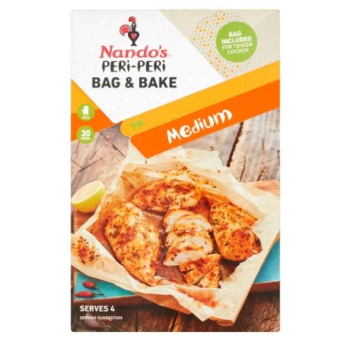 Nando’s Bag & Bake Medium 20g – Condiment PERi-PERi cu intensitate medie si punga pentru cuptor, 4 portii